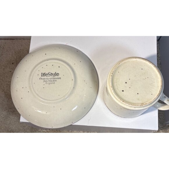 J&G Meakin LifeStyle Cup & Saucer Speckled Ceramic Brown Edge - Picture 4 of 7